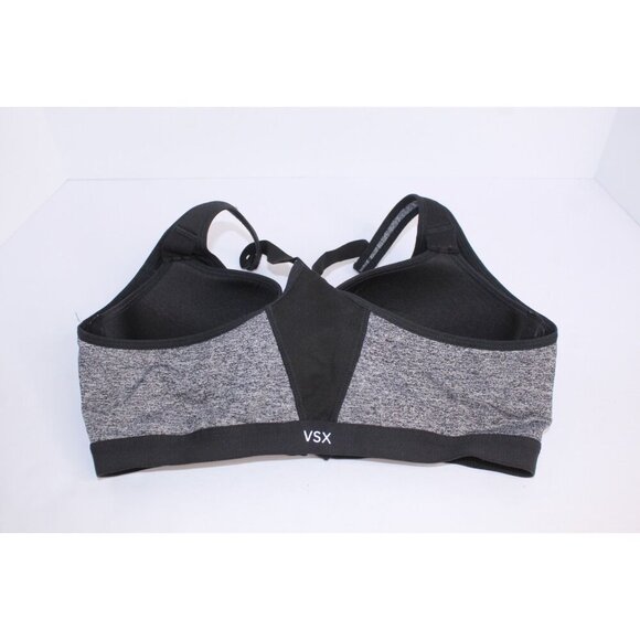 VSX Victoria's Secret Sport Bra 38C Black Heather Zipper Front Padded Underwire - Picture 12 of 13